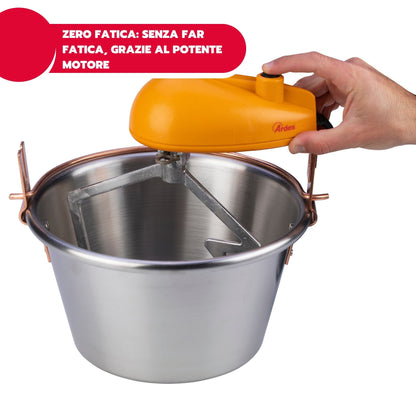 ARDES - AR24AM81 stainless steel pot 28cm diameter, mixer for jam polenta, Ardes mixer pot for induction cooker, mixer with electric motor, bayonet closure, easy cleaning 8/12 portions