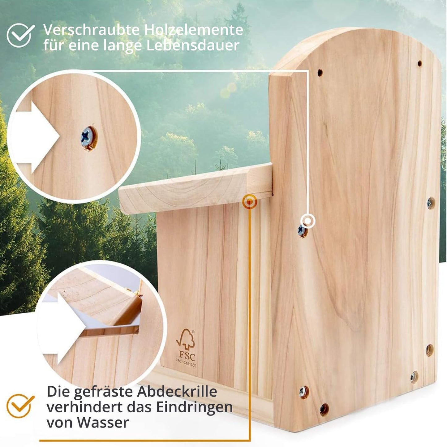 Wildlife heart I squirrel feeder weatherproof I made of sturdy, screwed solid wood feeding spot I squirrel nest, squirrel house