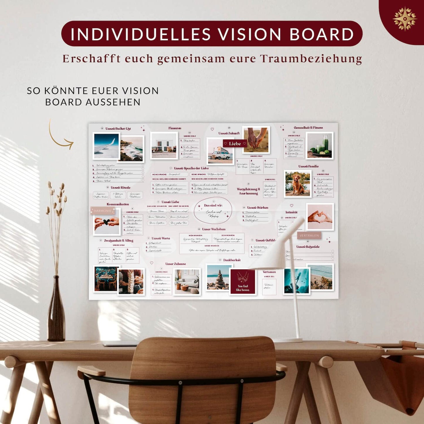 LIFECOMPASS® Vision Board Set & Bucket List for Couples "Our Future" - THE ORIGINAL - Create a shared vision board for your life - for partners and couples, anniversary gift