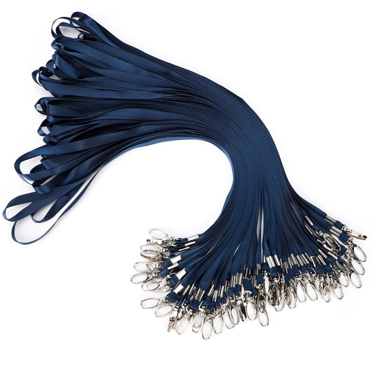 Segus lanyard blue, pack of 50 lanyards with metal clip, ideal for office, school, hospital, factory use.