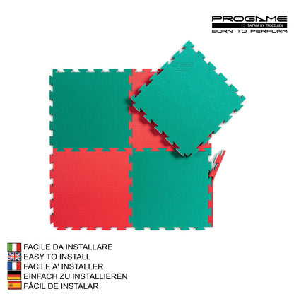 PROGAME Tatami Mat 4 cm Kit 8 pieces PERFORMANCE-HOME Green/Red 50x50 cm. Judomat.