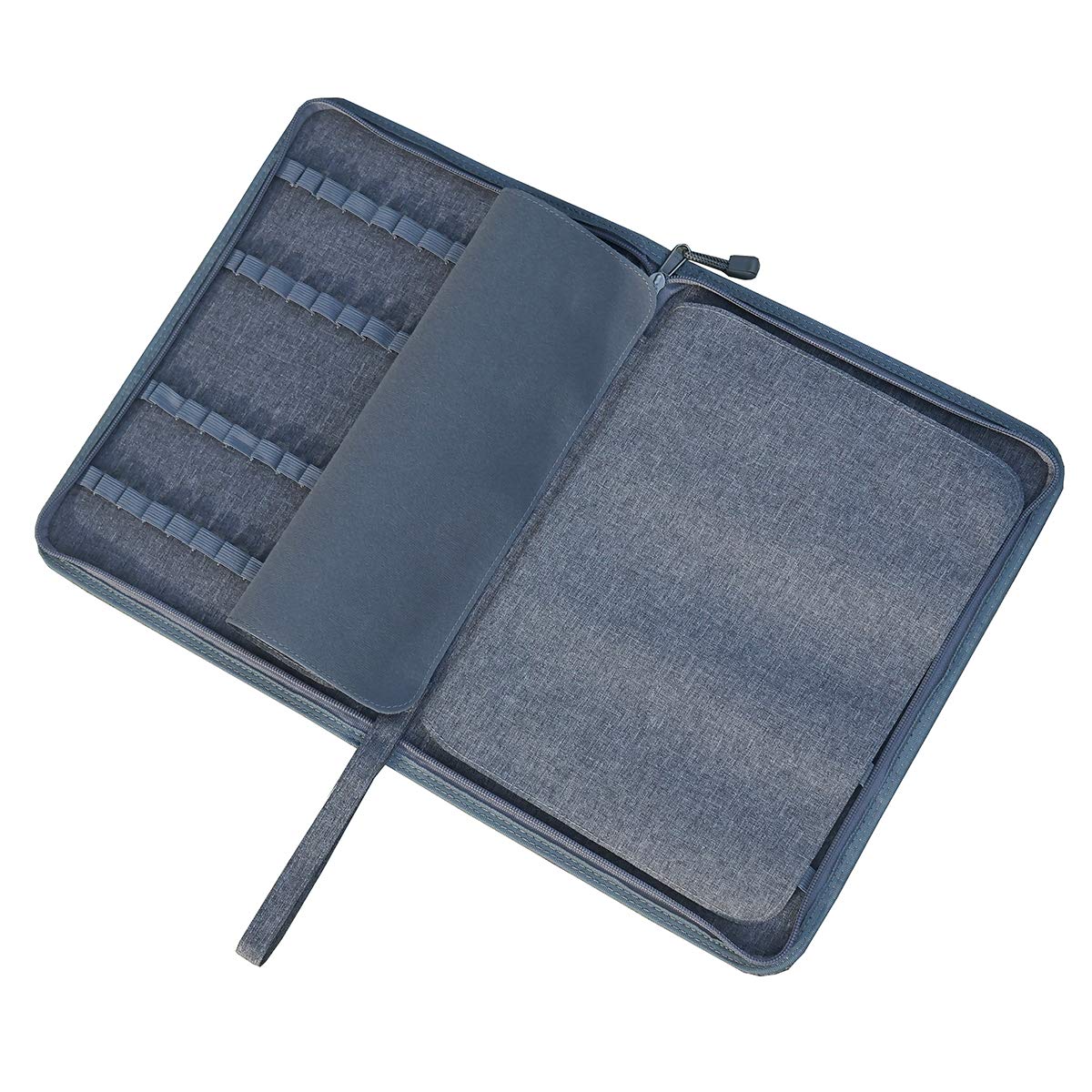 Pencil case for 48 fountain pens, waterproof, linen, with YKK zipper, Grey