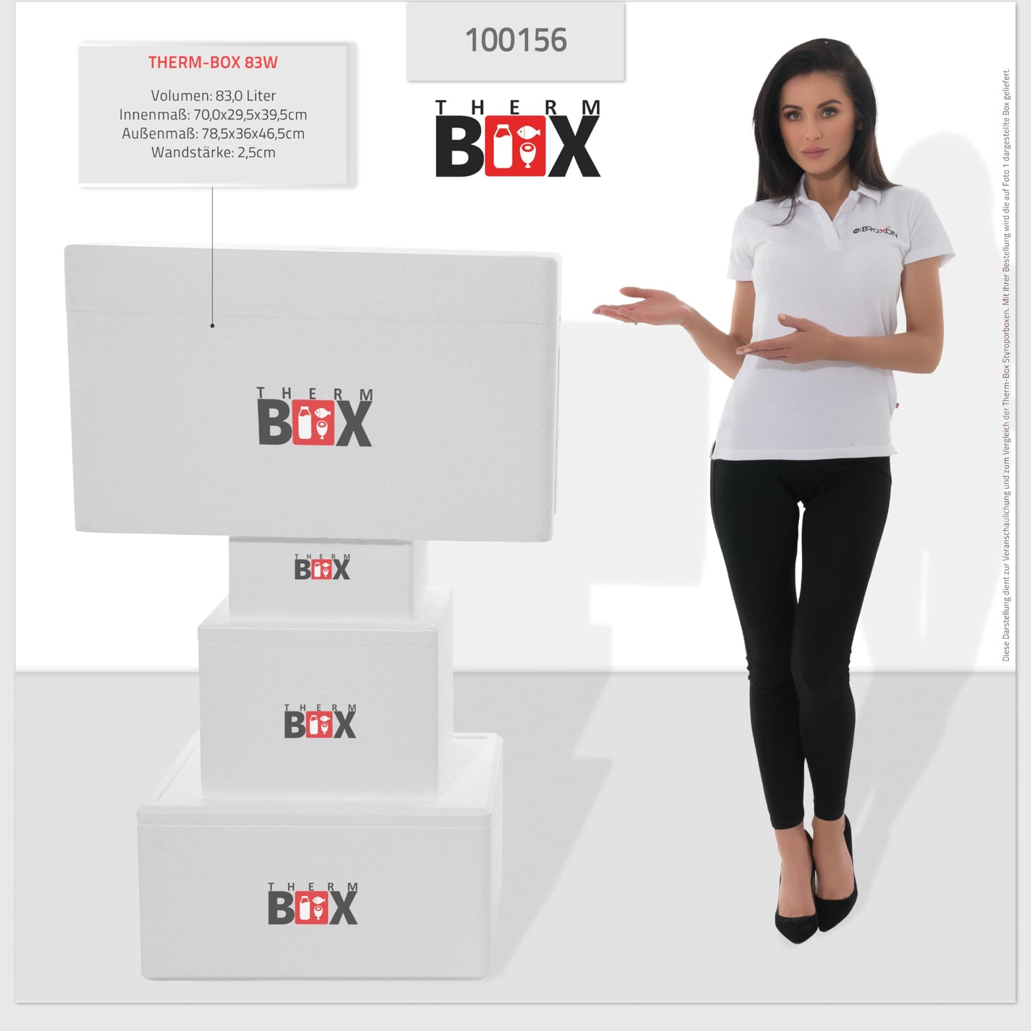 THERM-BOX Styrofoam Box 83W Inside: 70x29x39cm Wall: 2.5cm Volume: 83L Insulated Cooler Reusable Warm/Cold Box
