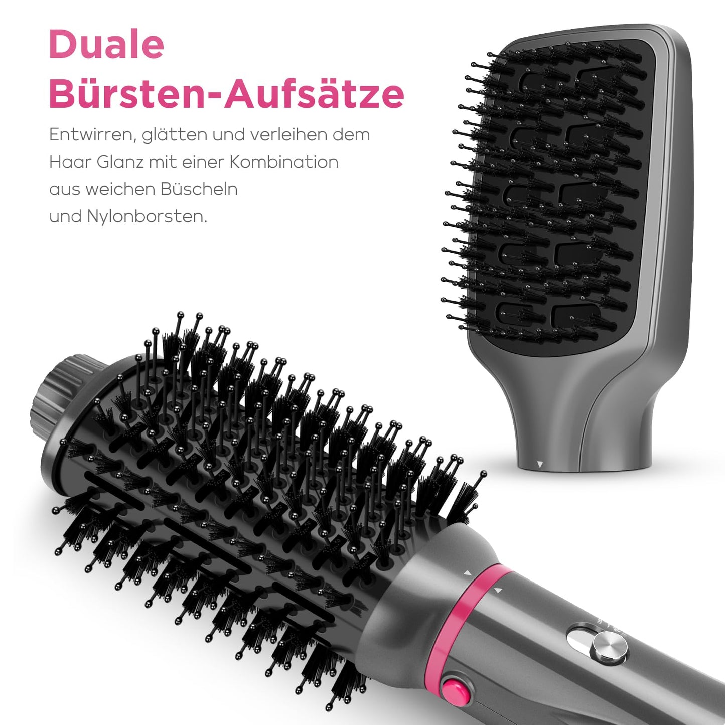 4 IN 1 Hair Dryer Hot Air Brush Set, PARWIN PRO BEAUTY Styler Set, Blow Dryer Brush with 4 Attachments for Drying, Smoothing, Volume, and Styling, Ion Care, 1000 Watt