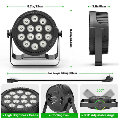 HOLDLAMP 84W LED Par Lights, 14 LED Stage Lights DMX512 4-in-1 RGBW Par Lighting with Remote Control Disco Light for Party Stage DJ Show Bar Halloween Christmas (4 Pack)