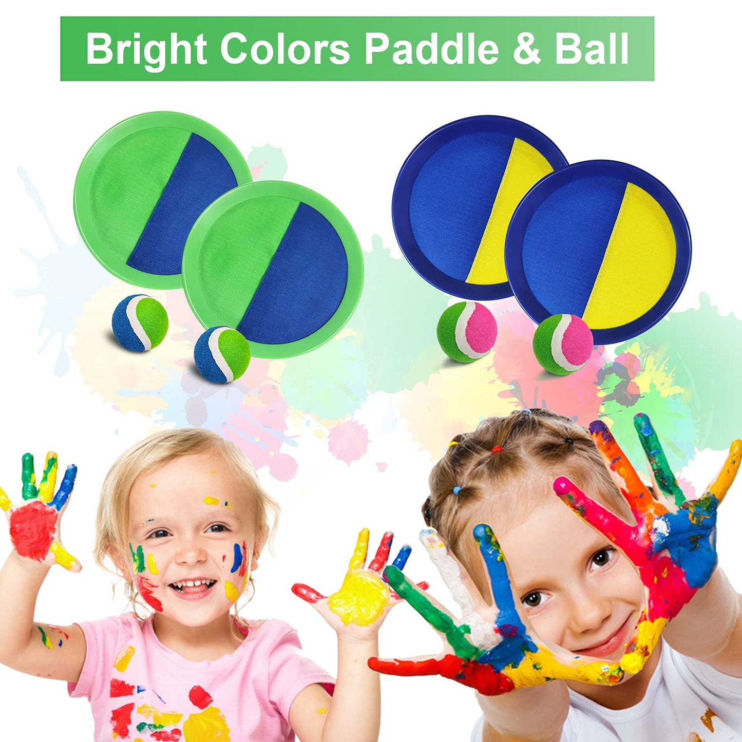 Jalunth Velcro Ball Game Velcro Ball Beach Toy Beach Games Throwing Game Kids Adults Garden Outdoor Beach Toy Games 2 3 4 5 6 7 8 9 10 years Girls Boys Boy Easter Gifts