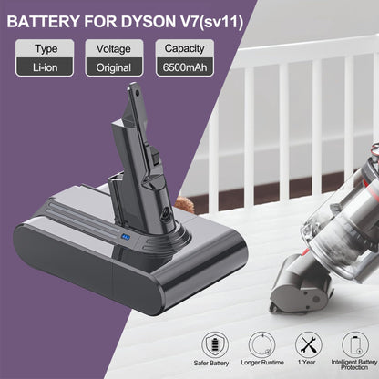 Battery for Dyson V7, LONGFIT 6500mAh SV11 Li-ion Replacement Battery for V7 Motorhead Animal Trigger Cord-Free HEPA Fluffy Vacuum Original