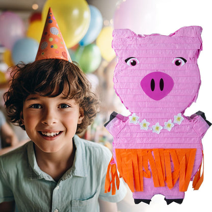 Pinata party decoration for filling with candy for kids' birthday, wedding, or party (pig).