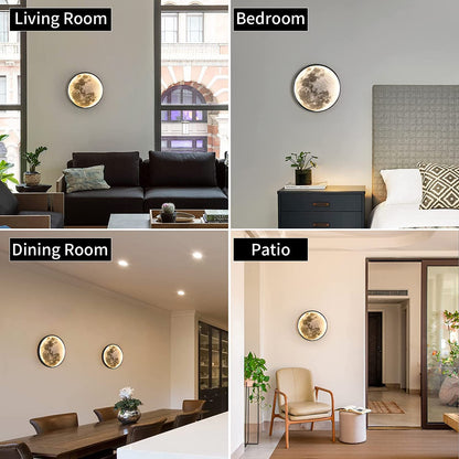 18W LED wall light for kids room with switch and plug, 3D moon wall lamp dimmable bedside lamp with cable night light with remote control bedroom wall lighting for interior decoration light