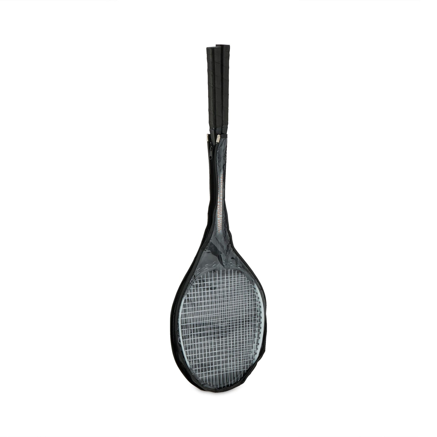 Relaxdays Badminton set with bag, 2 rackets, 10 shuttlecocks, shuttlecock game for children & adults, black/white