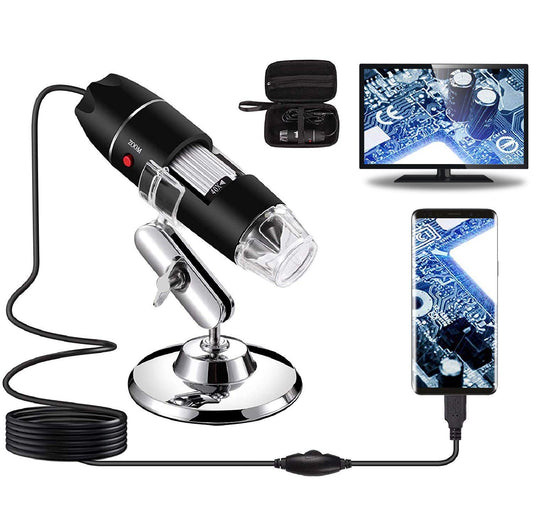 USB Digital Microscope 40X to 1000X, Bysameyee 8 LED Magnification Endoscope Camera with Carrying Case and Metal Stand, compatible for Android Windows 7 8 10 Linux Mac