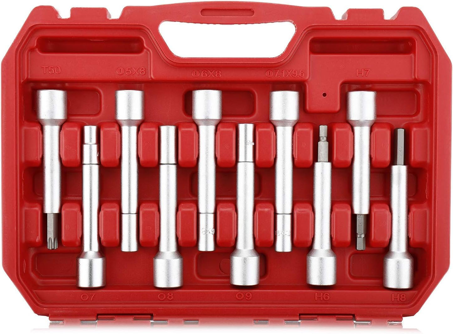 FreeTec 18-piece shock absorber, spring strut, and strut bearing tool set with 1/2 inch drive.
