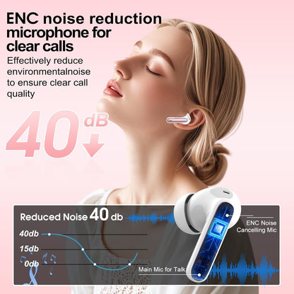 AI headphone translator, 3-in-1 Bluetooth 5.3 real-time voice translator headphones with 164 languages/6 translation modes, 40hr translator earbuds with ENC mic and app for learning, traveling, business Pink