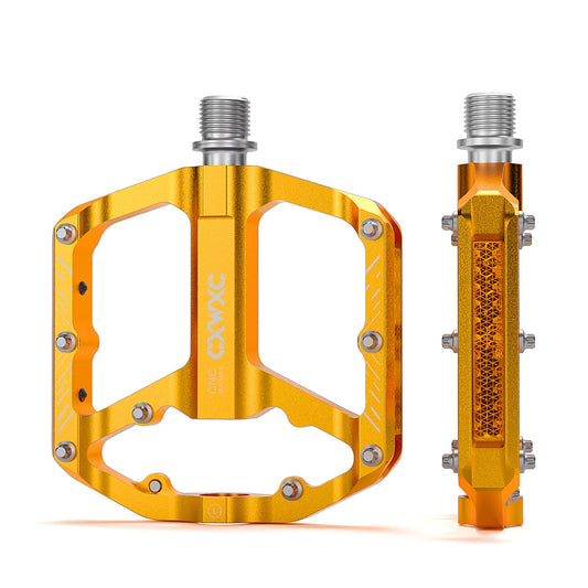 CXWXC bicycle pedals with reflectors 9/16 inch CNC aluminum MTB pedals Lightweight, anti-slip for mountain bike, city bike, road bike