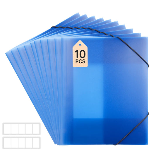 FRETONBA Folder A4 School, Folder 10 Pieces, Corner Clamp Folder Elastic Band Attachment, Quick Filing Folder A4 PP Material Sturdy and Durable, Document Folder A4 FTB