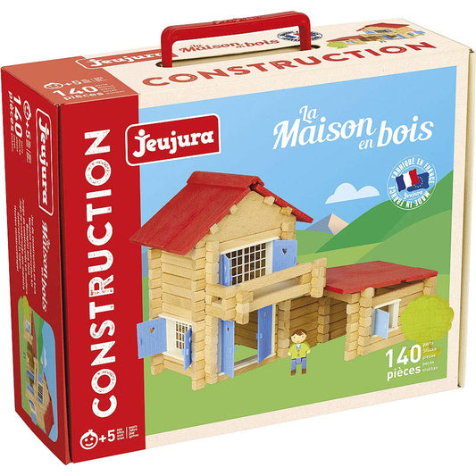 JEUJURA The wooden house - 140 pieces - Construction game in a carrying case - for ages 5 and up - Agility - Creativity - Handling - Catalog included - 8033