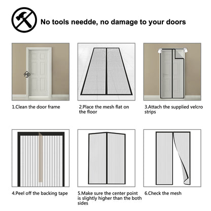 Mesh Screen Door 160x210, SHA2WEN Black Screen Door, Enjoy the summer with your family.