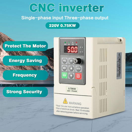 Ailao VFD Motor Speed Controller 230V 0.75KW Frequency Inverter 1 Phase Input 3 Phase Output CNC Numerical Control with 2M Extension Cable.