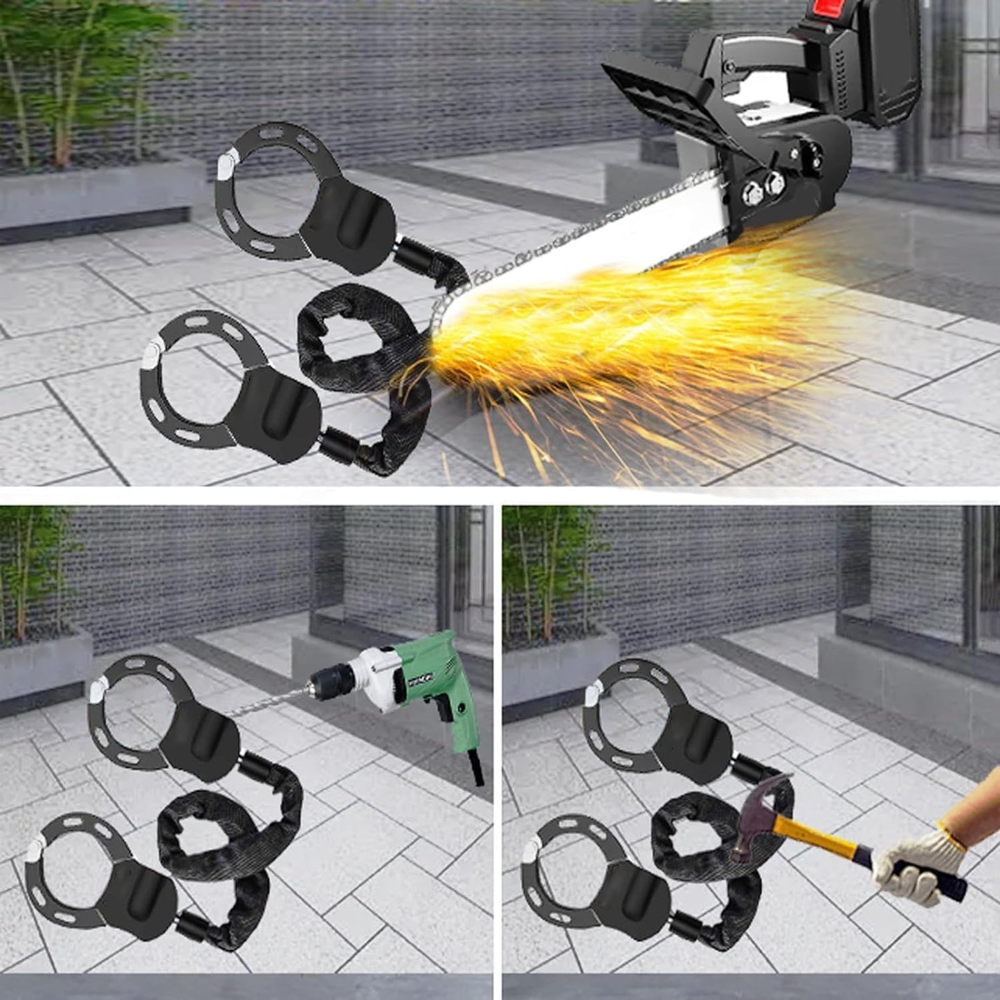 Lock for E scooter, handcuff lock for E roller, bike lock, E-bike/motorcycle, electric scooter lock with silicone protection against scratches. Includes a portable 4L storage bag.