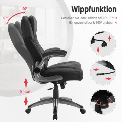 WOLTU office chair 440lbs, ergonomic desk chair, executive chair with headrest and armrests, height adjustable office chair for office conference room, faux leather, black.