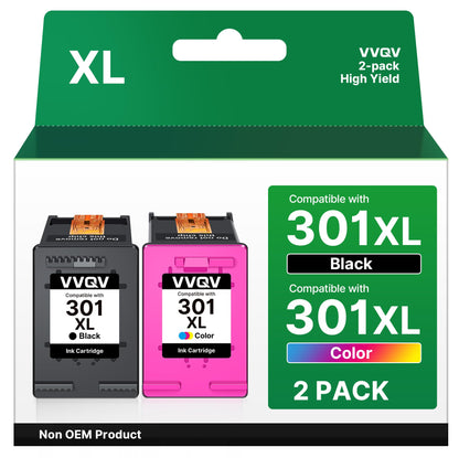 VVQV 301 XL Printer Ink Cartridges Multipack Replacement for HP 301 Printer Ink Cartridges for HP 301 XL 301XL for HP Envy 4500 5530 5534 4504 DeskJet 2540 1510 2544 2549 OfficeJet 4630 4632 2620 2622 (Black, Color)
