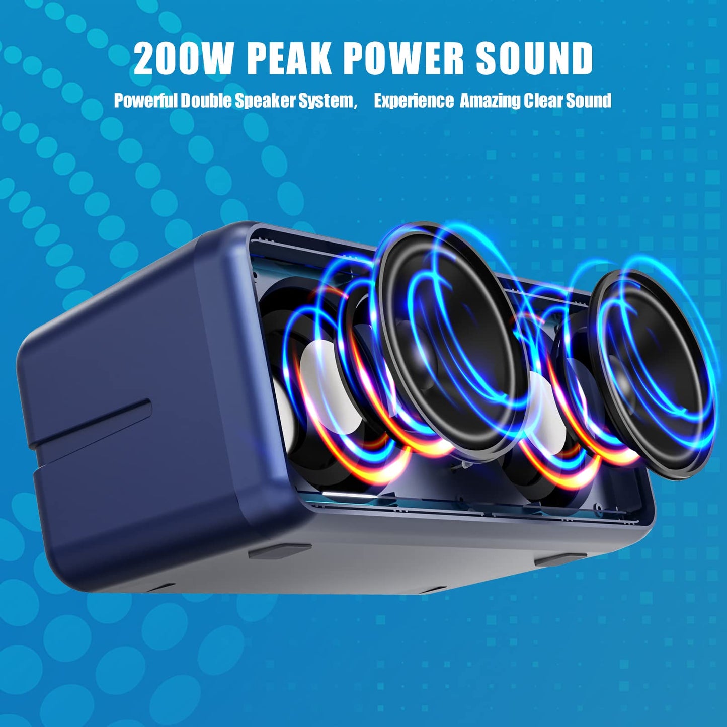 Karaoke machine for adults and kids, portable Bluetooth speakers with 2 UHF wireless microphones. Karaoke speaker PA system with LED lights for outdoor/indoor-Blue.