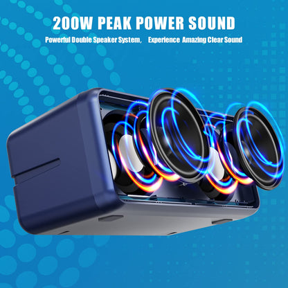 Karaoke machine for adults and kids, portable Bluetooth speakers with 2 UHF wireless microphones. Karaoke speaker PA system with LED lights for outdoor/indoor-Blue.
