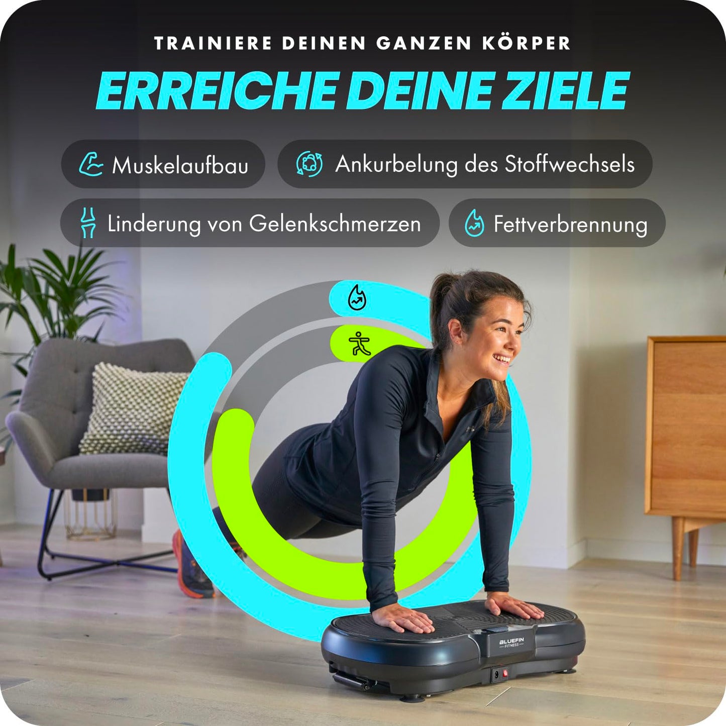 Bluefin Fitness Ultra Slim Power Vibration Plate | Innovative Vibro Shaper | 5 Programs + 180 Levels | Full Body Workout | Quiet Home Fitness Equipment | Easy to Store | Compact Design