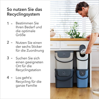 Rotho Albula waste separation system 25l for the kitchen, plastic (PP) BPA-free, brown/anthracite, 25l (40.0 x 23.5 x 34.0 cm)
