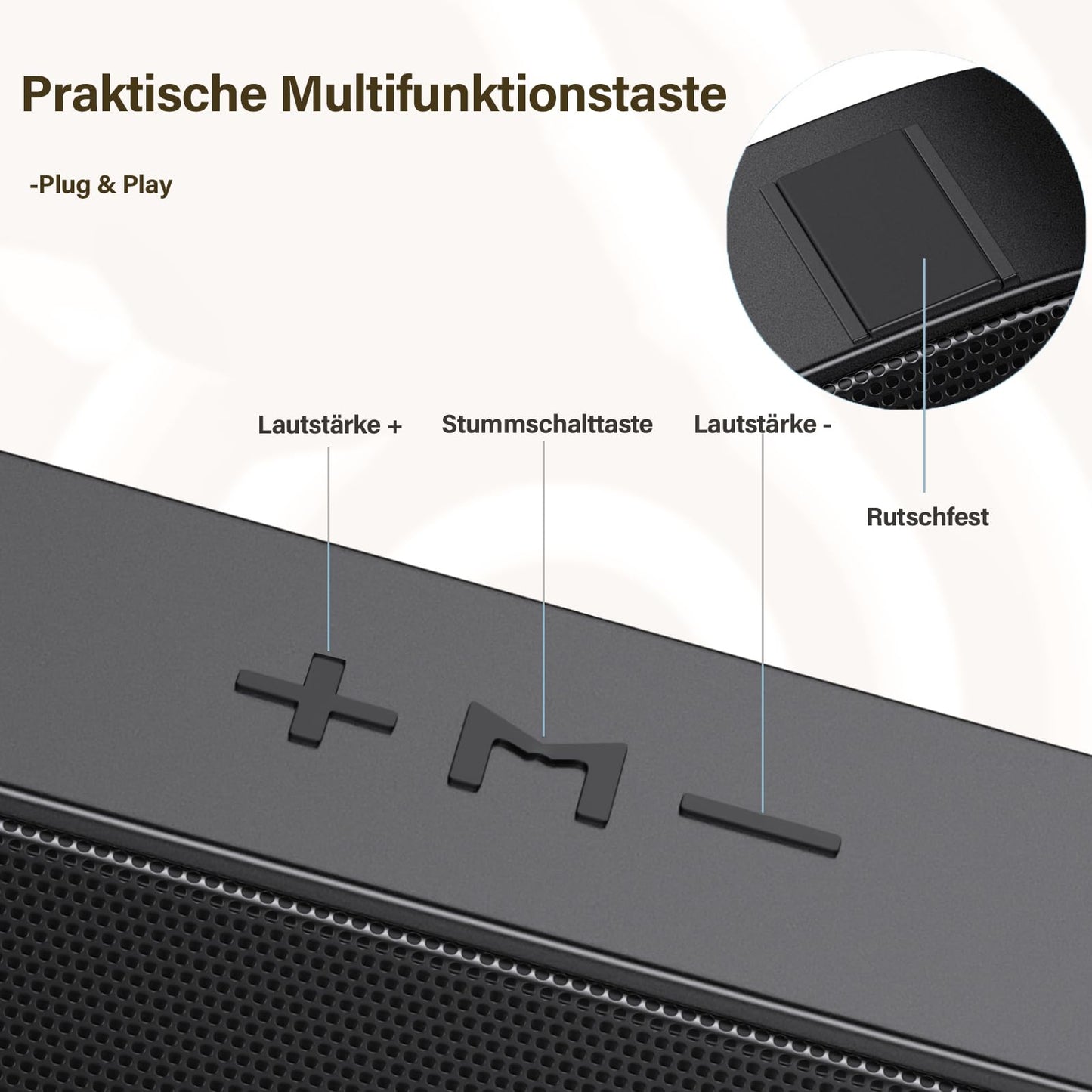 ZETIY PC speakers, USB computer speakers with USB power supply, PC soundbar with USB C connection, USB speakers for desktop, laptop, notebook, plug and play (black)