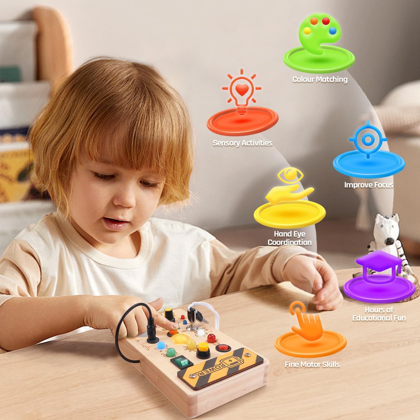 Montessori toy from 1 year Busy Board, Sensory toy gift for 1 year old boys and girls, Kids toy from 1 year old, Motor skills toy, Gifts for boys and girls, Advent calendar fillers for kids.
