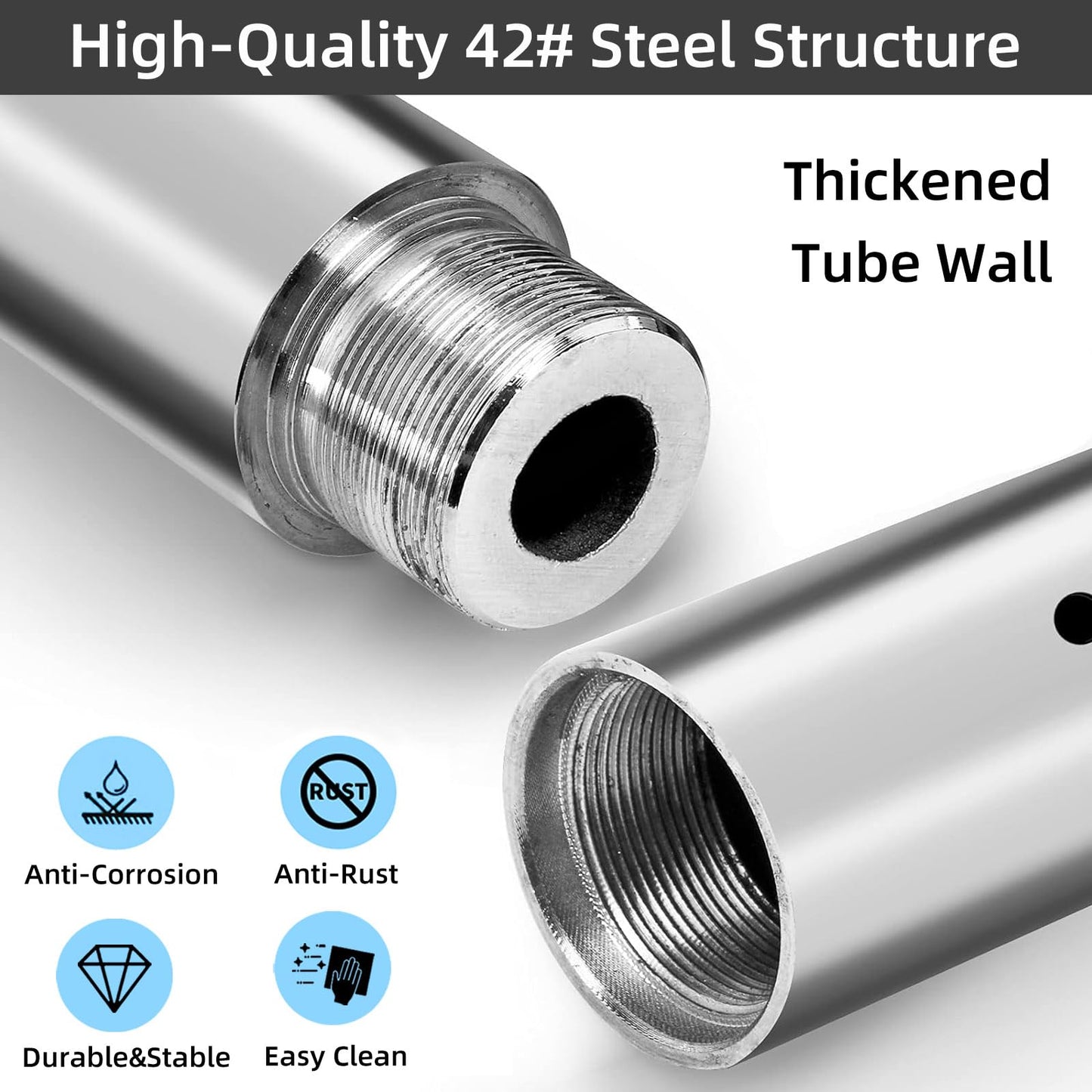 PRIOR FITNESS Extension for Pole Dance - Accessories of 125 mm / 250 mm / 500 mm, for 45 mm extension tube. Extension tube only included (Silver, 500 mm).