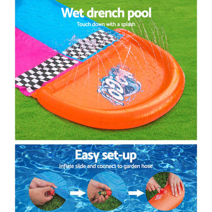 Bestway H2OGO!™ 2-person water slide with inflatable llama floaties, 487 x 138 cm.
