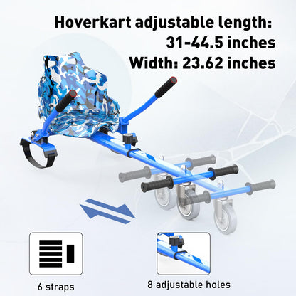 MEGA MOTION Hoverboards with Hoverkart for kids, 6.5 inch hoverboards with Bluetooth speaker, LED lights, perfect gift for kids and teens.