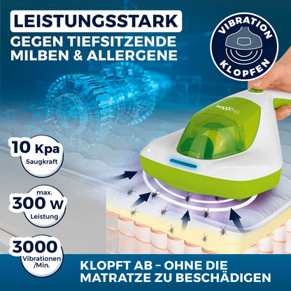 MAXXMEE mite vacuum cleaner | UV-C light & EPA-11 filter | mattress handheld vacuum, anti-mite mattress cleaner for allergy sufferers | destroys 99.9% of all mites, bacteria & bed bugs.