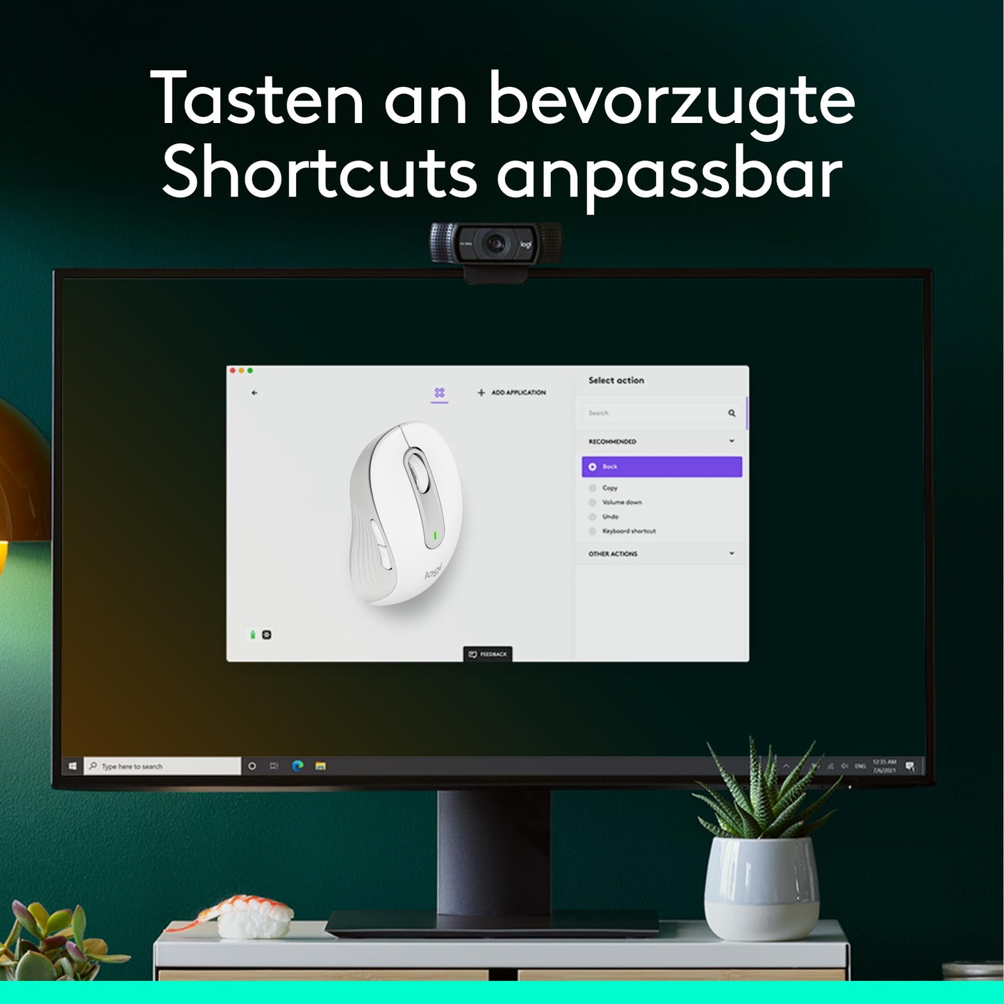 Logitech Signature M650 wireless mouse - for small to medium hands, 2-year battery life, quiet clicks, customizable side buttons, Bluetooth, multi-device compatibility - White