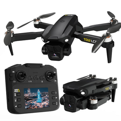 Toladrone TD12LCD Drone with Camera, Foldable RC Drone with LCD Screen Remote Control, Brushless Motor, Drone with Optical Flow Positioning, Drones for Adults, Quadcopter for Beginners
