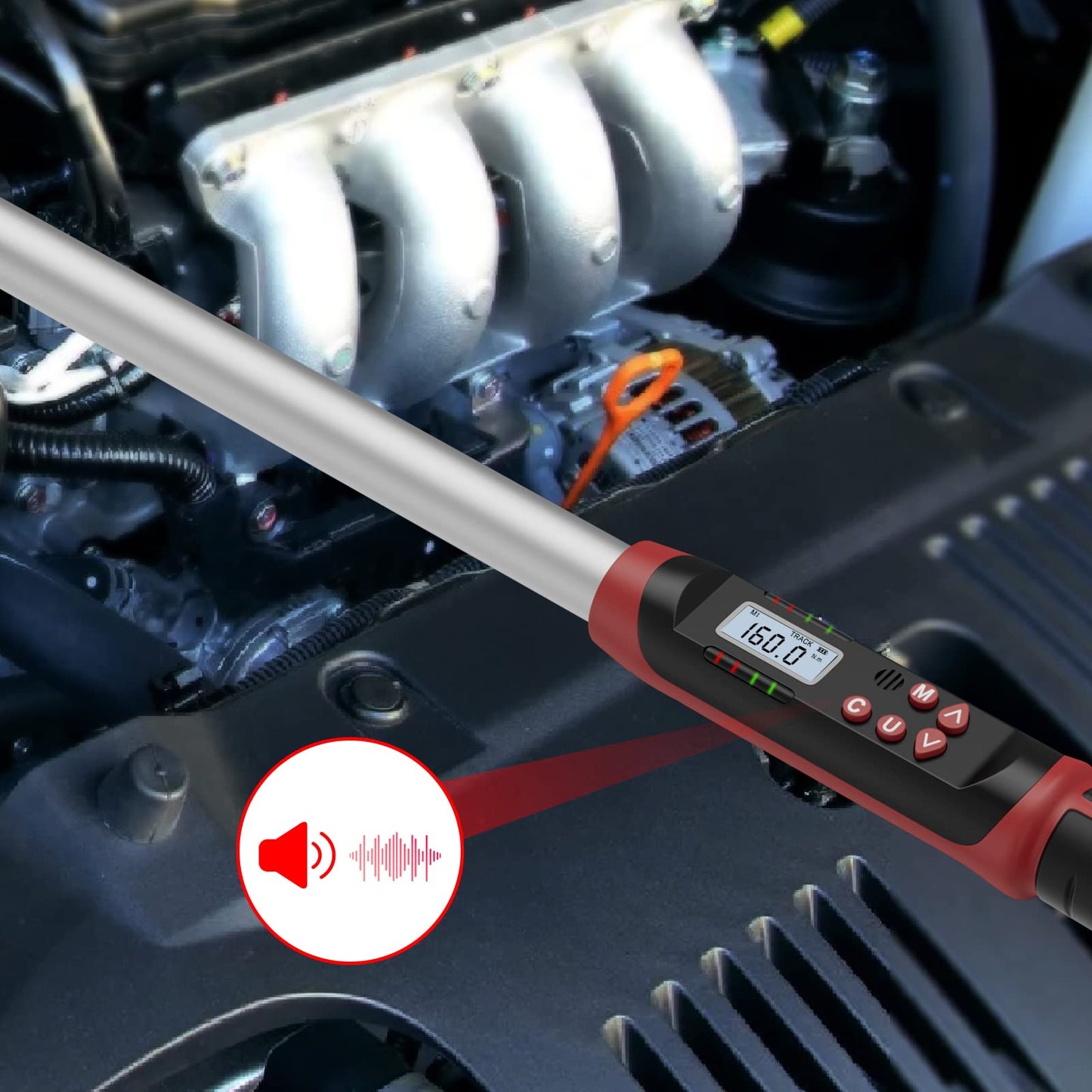 VANPO Digital Torque Wrench 1/2 Inch Auto & Motorcycle, 17-340 Nm Torque Wrench Set with preset memory, buzzer, and LED display, ± 2% accuracy.