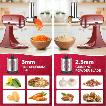 COFUN Stainless Steel Vegetable Slicer Attachment for KitchenAid, Stainless Steel Grater Attachment for KitchenAid Salad Maker, Slicer Shredder Attachment with Vegetable Cutter, Slicer, Grinder, Cheese Grater for KitchenAid