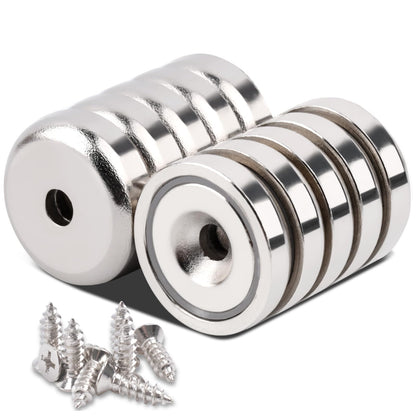 Aenienoe 10pcs Neodymium Magnets 25mm Magnets Extra Strong with Hole 30KG Force Pot Magnet Round Magnet for Screw Fixing Bolt