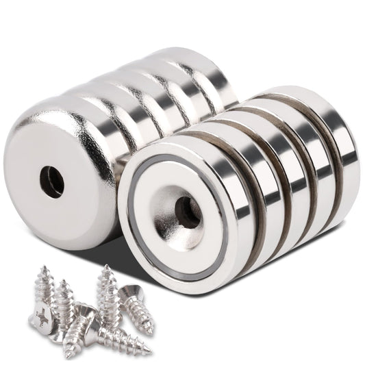 Aenienoe 10pcs Neodymium Magnets 25mm Magnets Extra Strong with Hole 30KG Force Pot Magnet Round Magnet for Screw Fixing Bolt