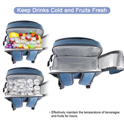 Sunflora picnic backpack set for 4 with insulated cooler and blanket, picnic basket for 4 people for camping outdoor (blue & stripes)