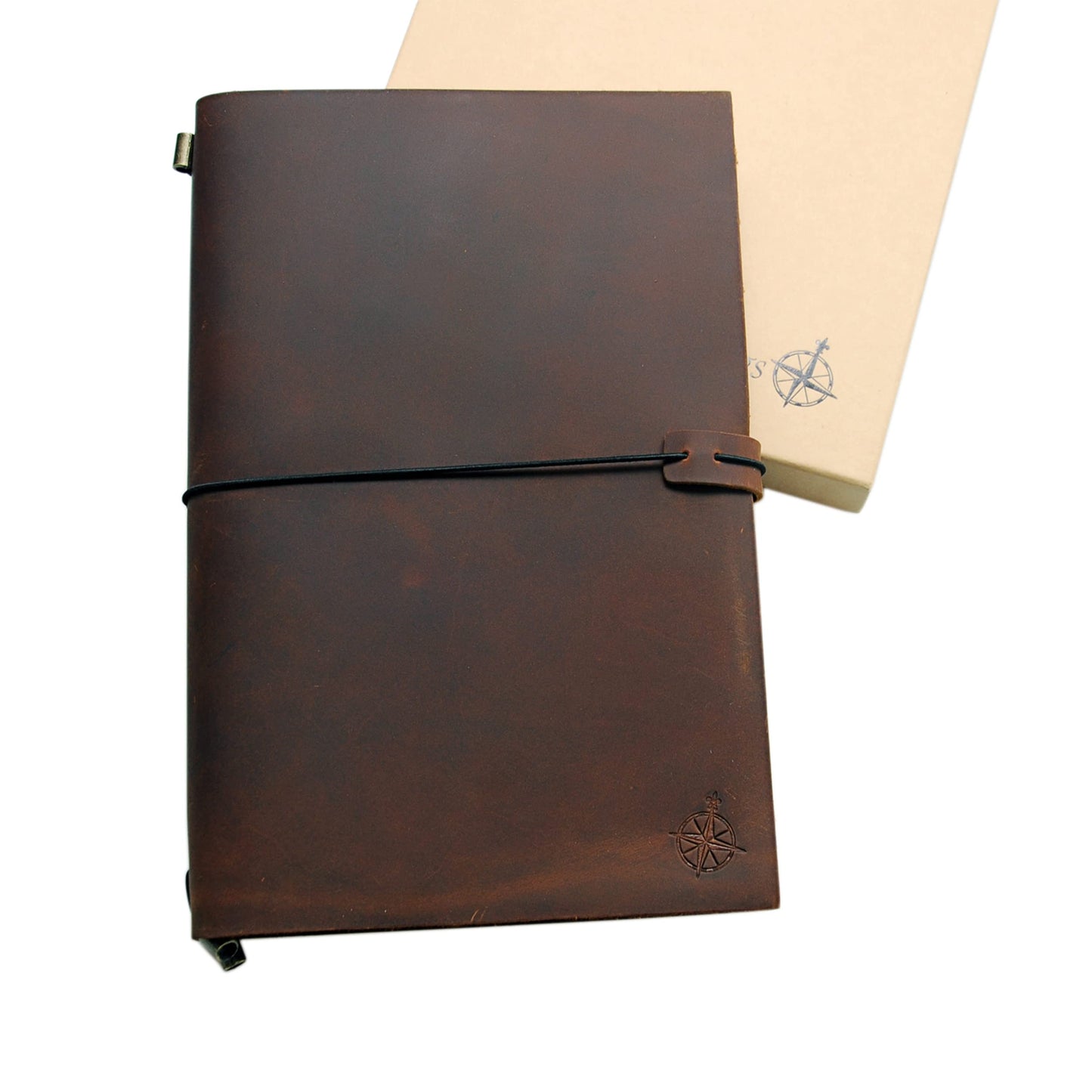 WANDERINGS Leather Travelers Notebook - Refillable journal made of genuine leather. Ideal for writers, poets, travelers, and as a diary. Includes blank inserts.