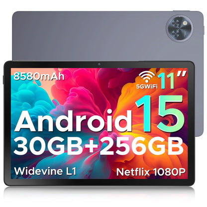 DOOGEE U11 Pro Android 15 Tablet 11-inch, 30GB RAM+256GB ROM (2TB TF) 8580mAh, 90Hz display, Unisoc T7200 Octa Core Tablet PC, 13MP+5MP, 5G WiFi/Widevine L1/GPS/Face ID/OTG [Gray]
