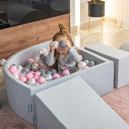 KiddyMoon Round Ball Pit Ball Pool 90X30cm/200 Balls 7cm Diameter Ball Pit for Babies Toddler Playpen, Beige/Brown/Copper/Pastel Beige/Salmon