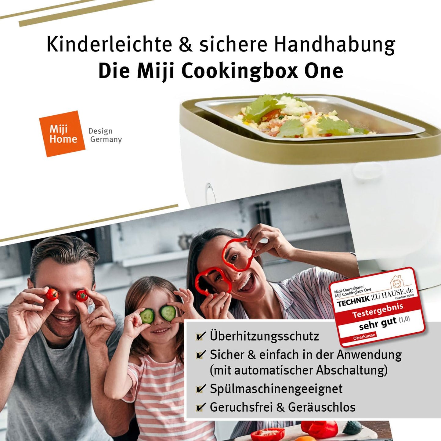 Miji Electric Lunchbox & Mini Camping Cooker 1L | 250W Steamer - quiet, odorless & compact for 1-2 servings