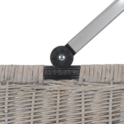 Anndora shopping basket wicker basket with aluminum frame 22 L beige - foldable aluminum handle