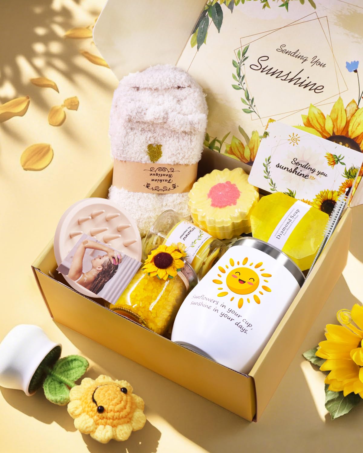 Gifts for women, Sunflower birthday gift for women, 10PCS gift set including insulated cup Valentine's Day Mother's Day Christmas gift ideas Mom, sister, girlfriend
