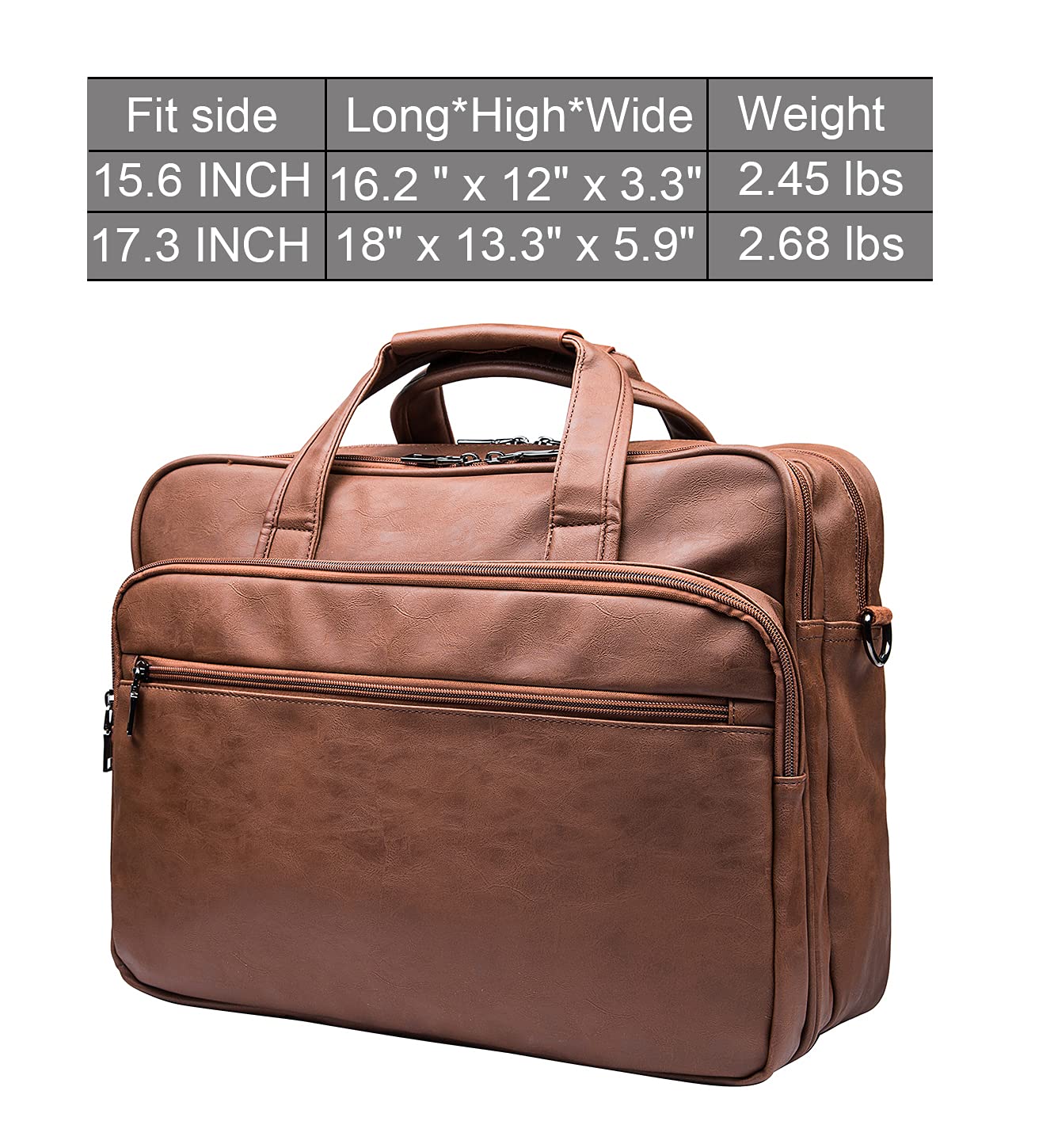 seyfocnia leather laptop bag for men, 15.6 inch / 17.3 inch messenger, briefcase, business bag, computer handbag, shoulder bag, fits laptop