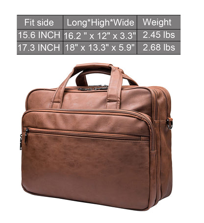 seyfocnia leather laptop bag for men, 15.6 inch / 17.3 inch messenger, briefcase, business bag, computer handbag, shoulder bag, fits laptop